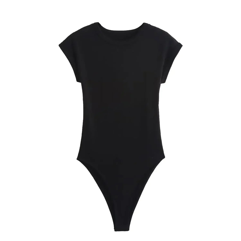 2026 Women's New Chic Fashion Multi Color Slim O Neck Ribbed Knitted jumpsuit Retro Short sleeved Women's Short jumpsuit