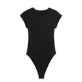 2026 Women's New Chic Fashion Multi Color Slim O Neck Ribbed Knitted jumpsuit Retro Short sleeved Women's Short jumpsuit