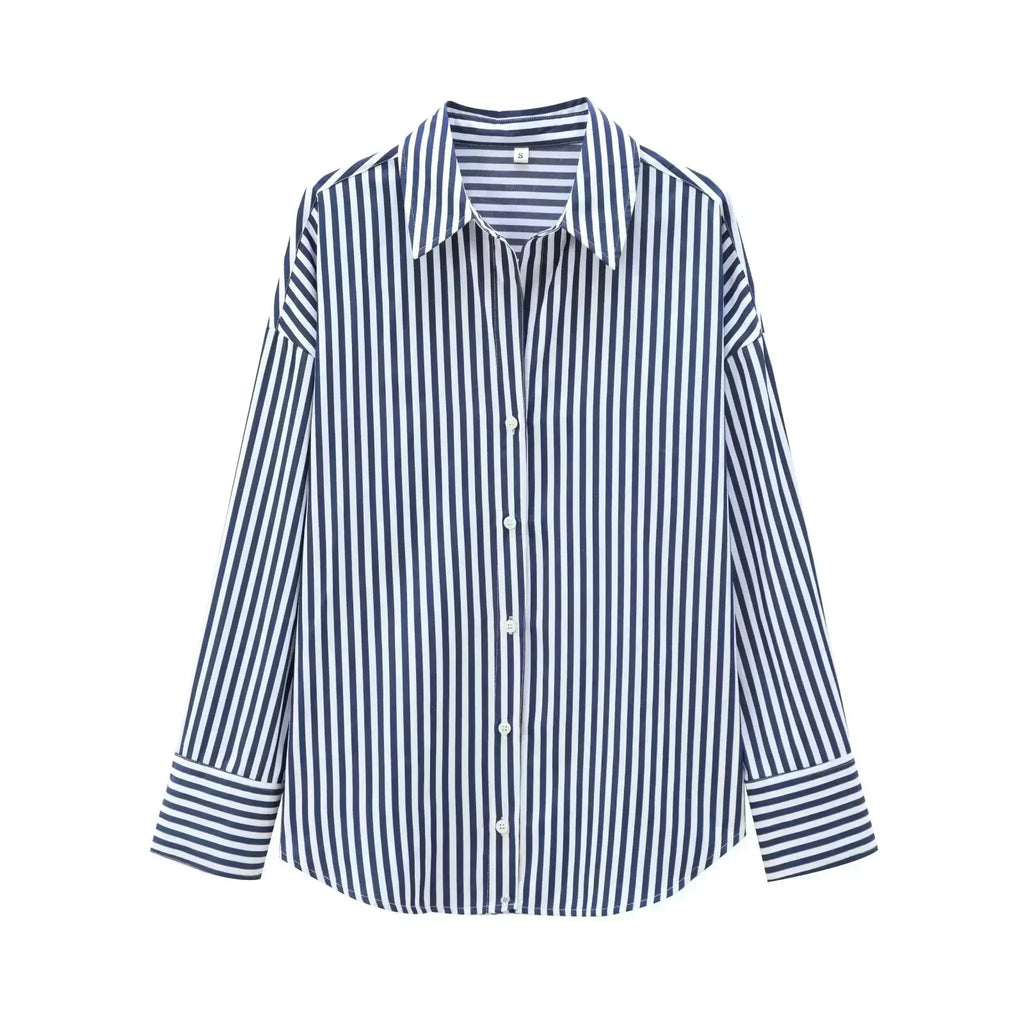 Women's 2026 New Fashion Loose Basic Style Casual Poplin Shirt Retro Long Sleeve Button up Women's Shirt Unique Top