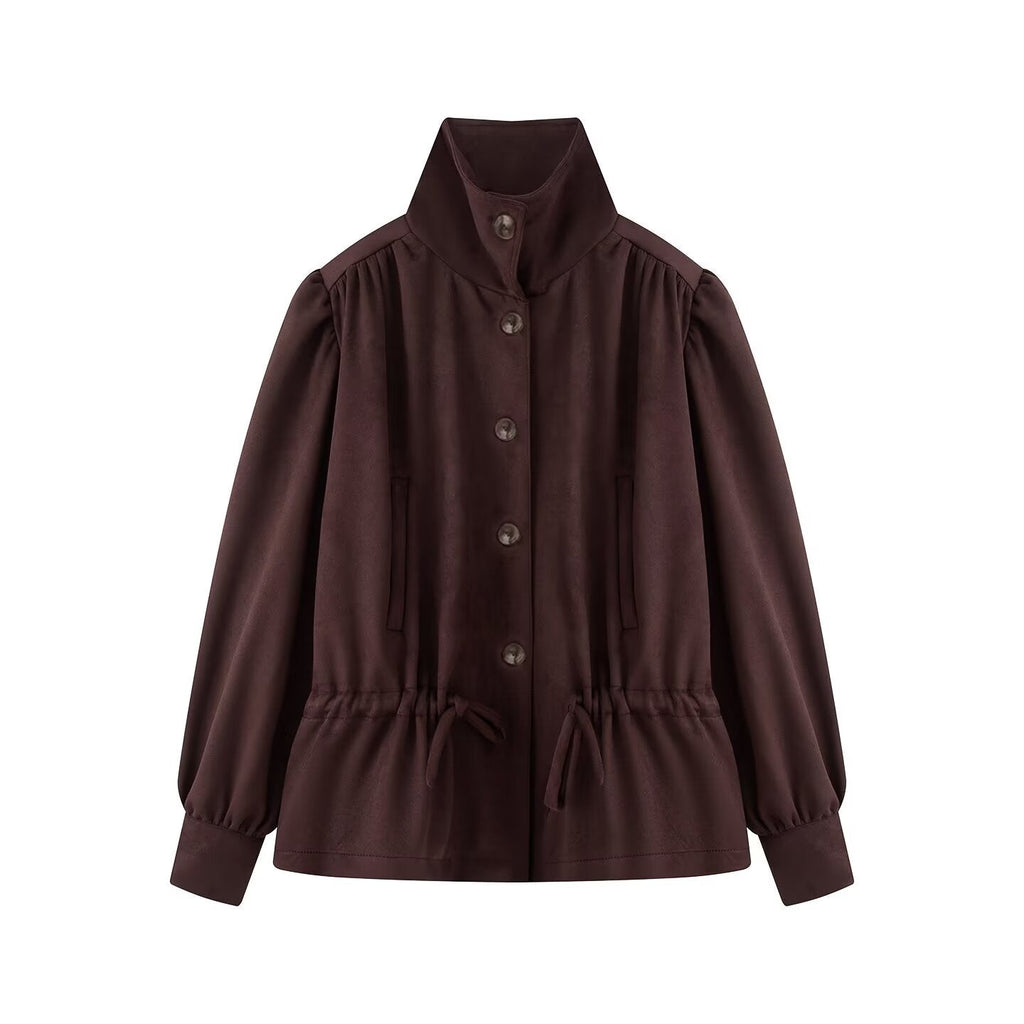 Women's bubble sleeve solid short windbreaker Coat