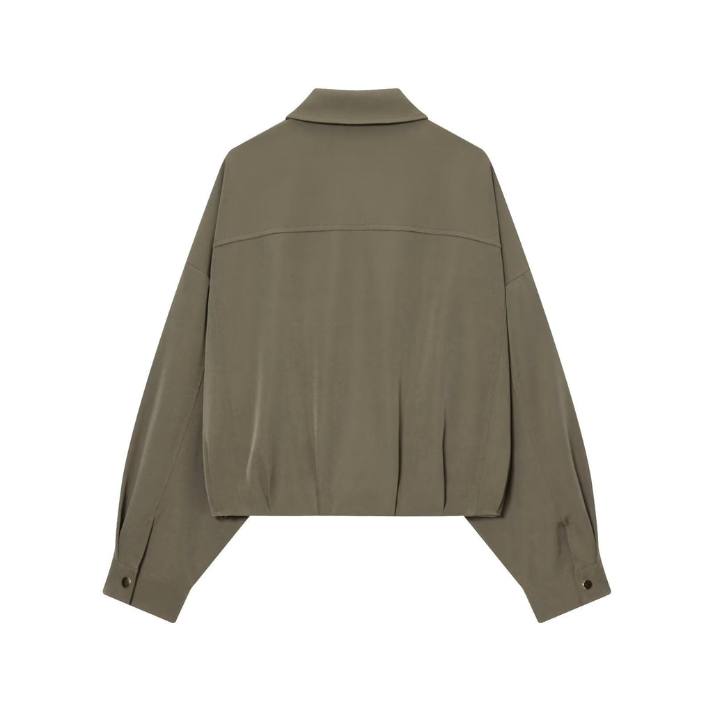 Women's new pleated hem loose pilot jacket Coat