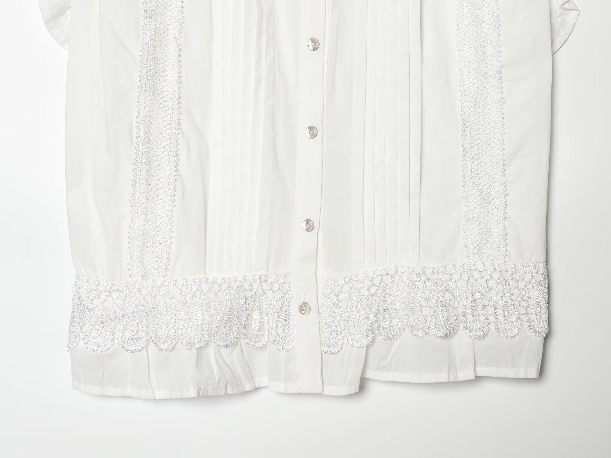 Women's vertical lace decoration sleeveless shirt