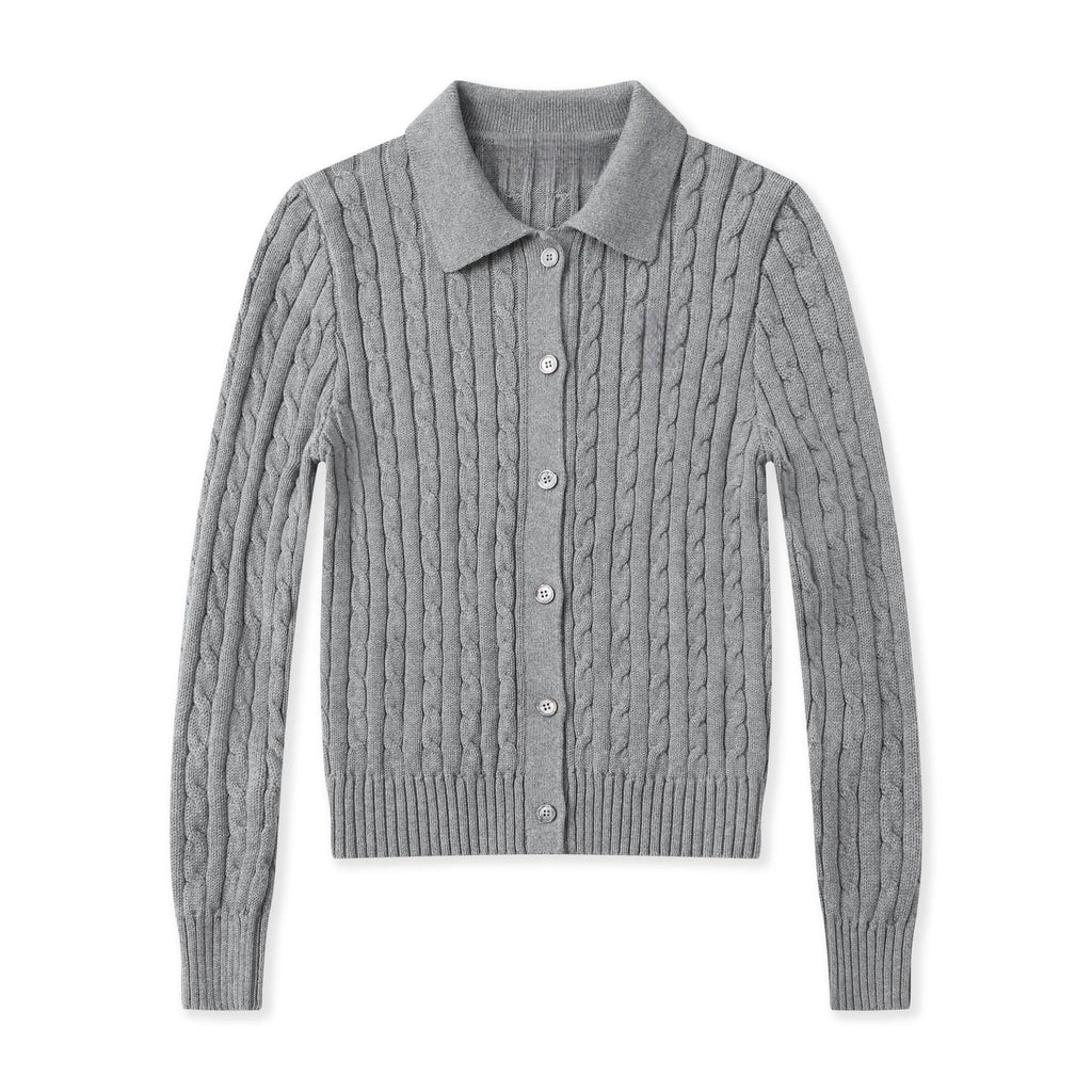 Women's New Sweater Cardigan Basic Classic Embroidered Polo Neck Slim Temperament Thin Coat