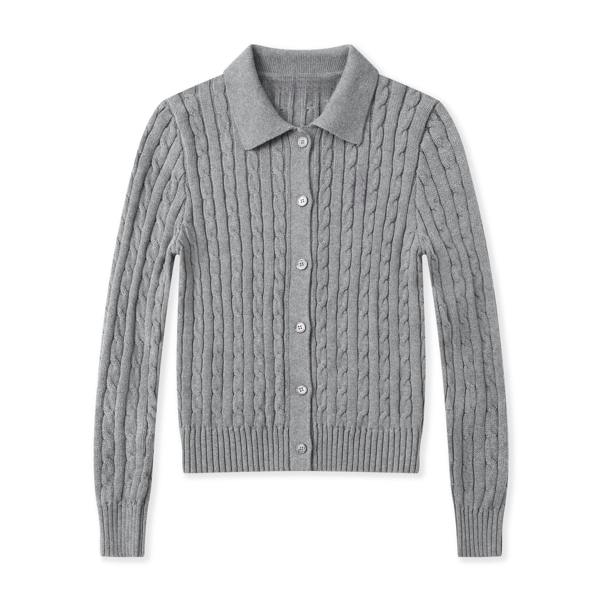 Women's New Sweater Cardigan Basic Classic Embroidered Polo Neck Slim Temperament Thin Coat