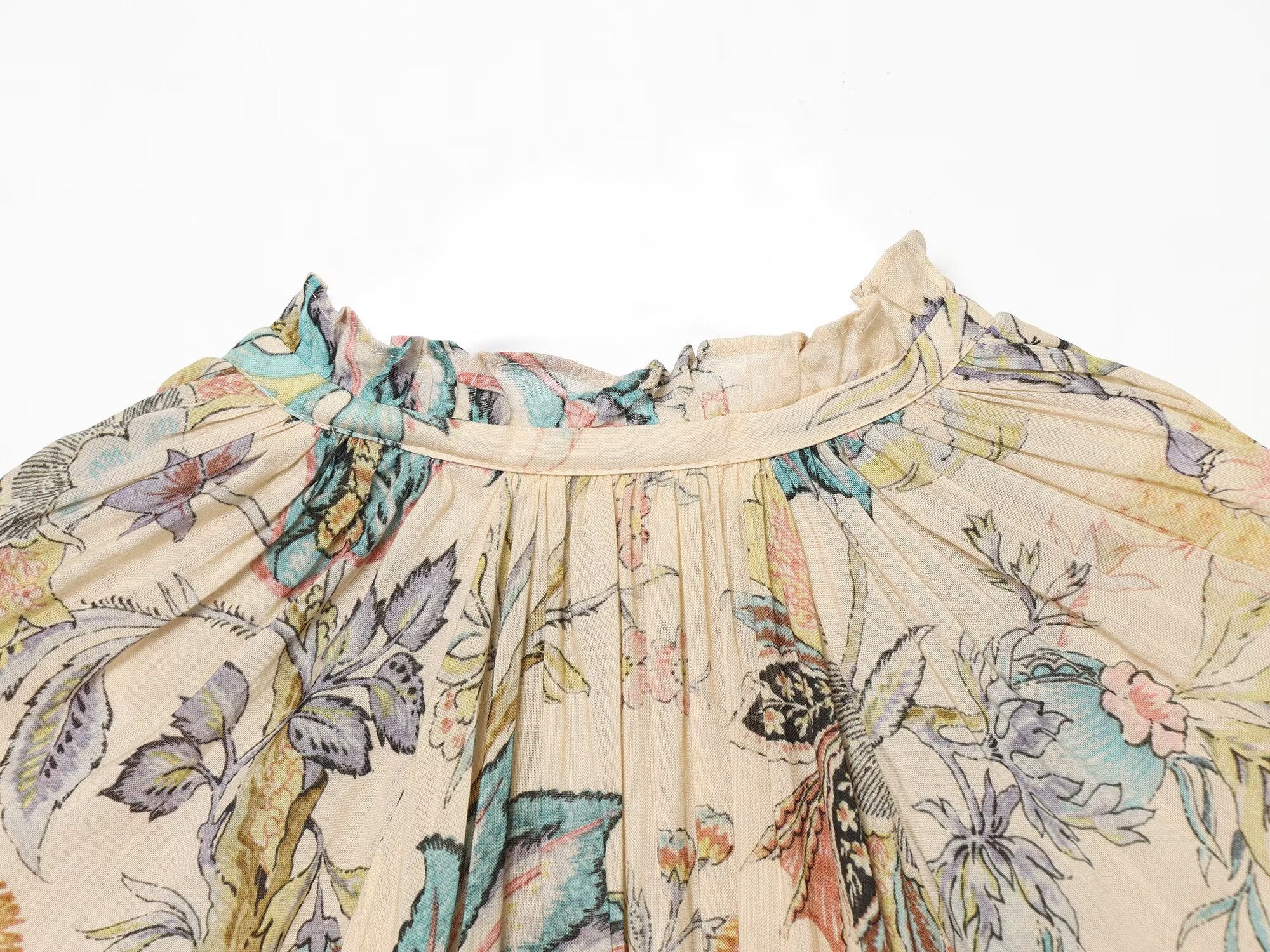 Women's cotton blend printed lace up top