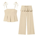 suit Women's 2 pieces short skirt style hem camisole top+Pants