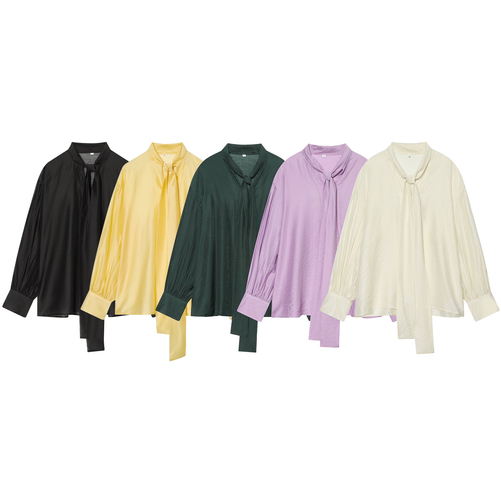 Women's scarf decoration casual satin textured shirt