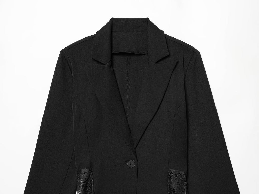 2026 Women's contrasting lace slim Blazer Coat