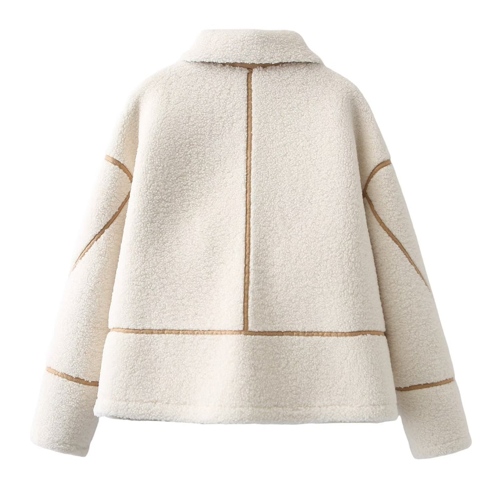 Women's winter new loose Lapel double-sided fleece Coat
