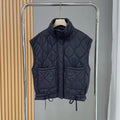 Women's sleeveless loose standing collar cotton vest