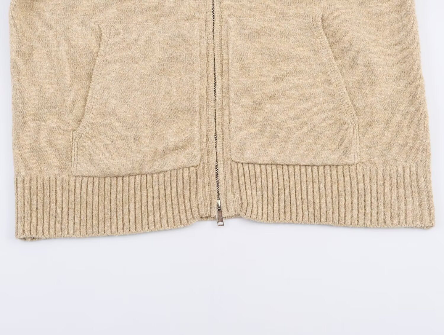 Women's 2025 New Loose Zipper Knitted hooded sweatshirt