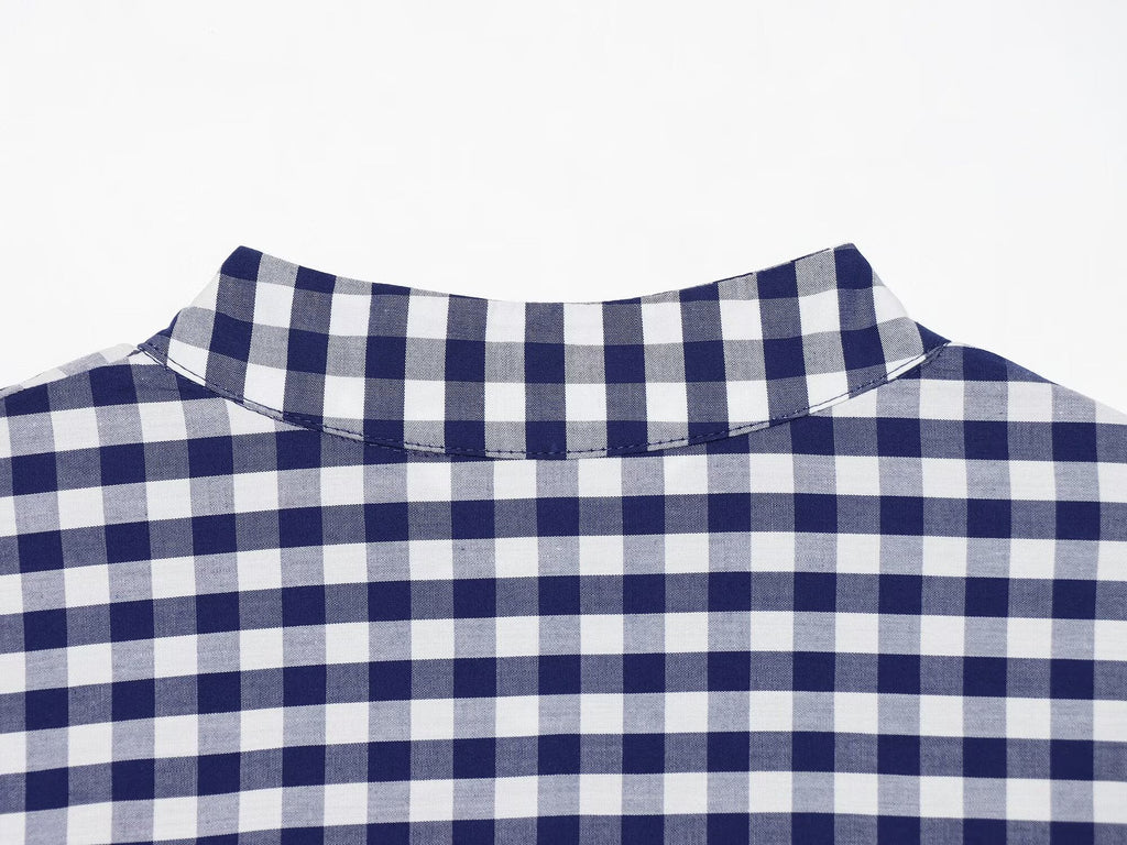 suit Women's 2 pieces plaid button up shirt+shorts