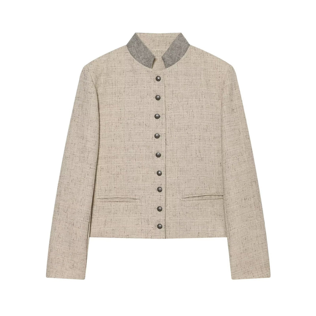 suit Women's 2 pieces back pleated design short Blazer Coat+ Pants