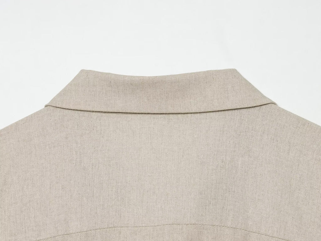 Women's fluffy hem linen blend shirt