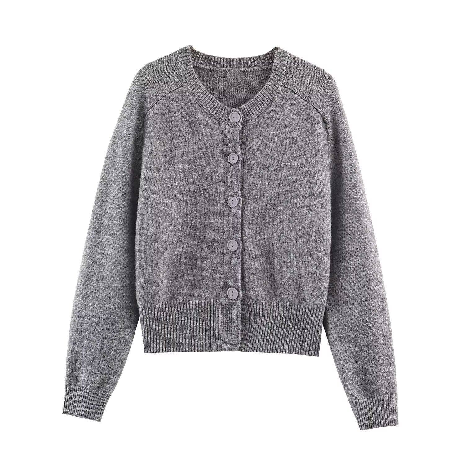 Women's soft textured round neck knitted Coat