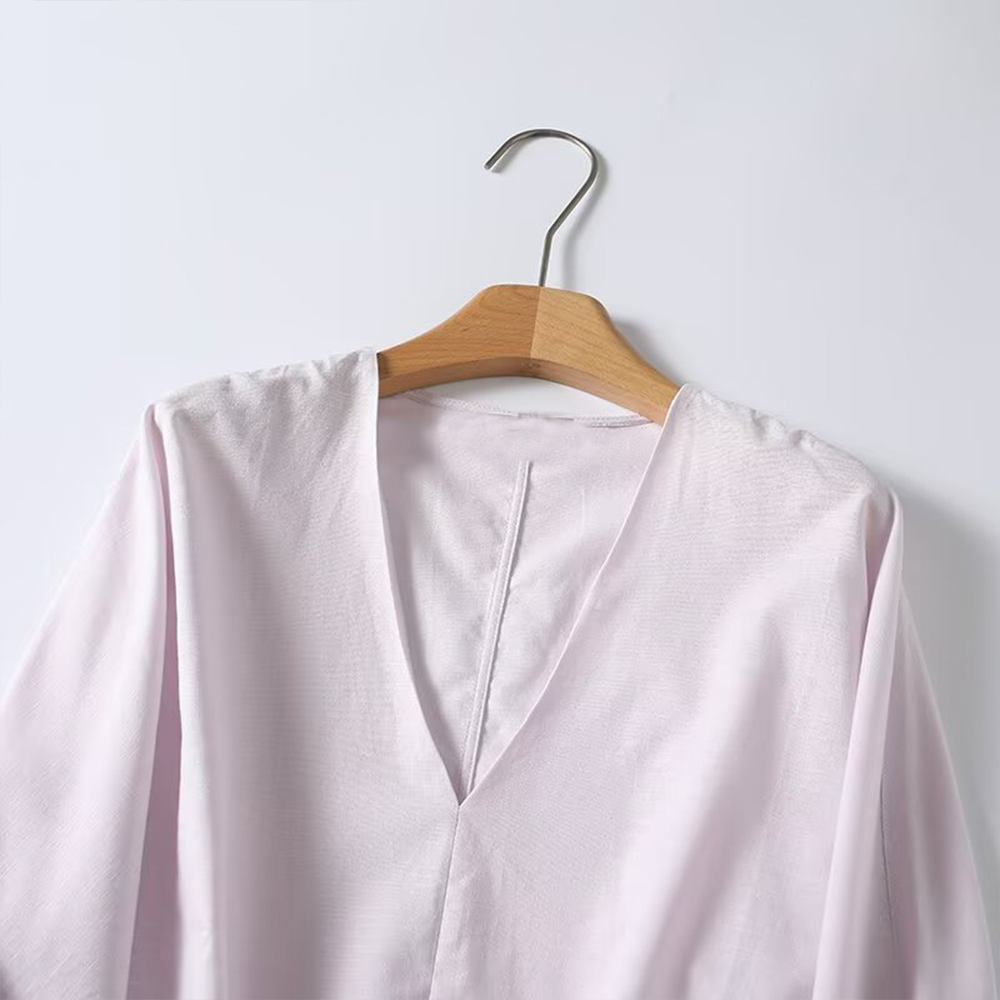 Women's loose V-neck linen blend cover shirt