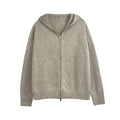 Women's new fashion long sleeved zipper hooded knitted Coat