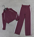 Women's new sports stand-up collar zipper coat+drape loose wide-leg pants suit
