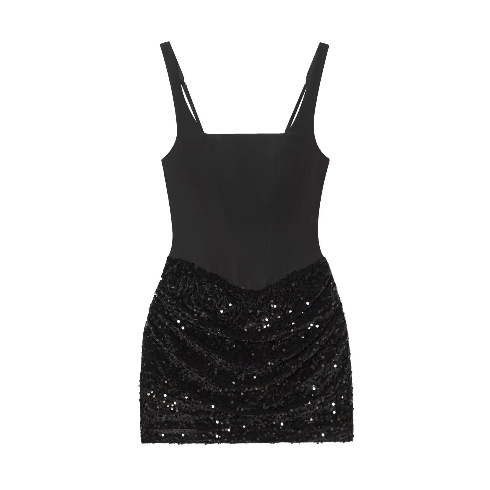 Women's sequin wrapped hip suspender mini dress