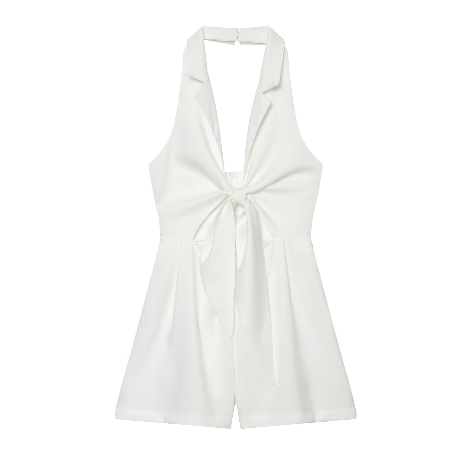 Women's knot decoration hanging neck mini dress