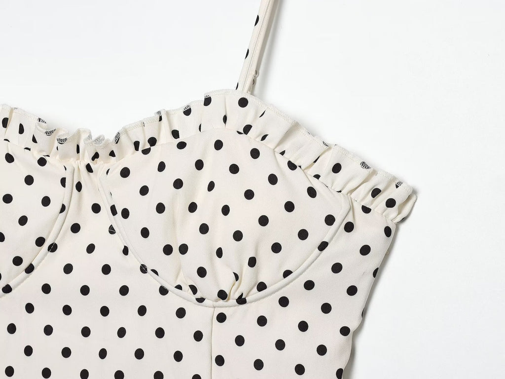 Women's tight corset style polka dot MIDI dress
