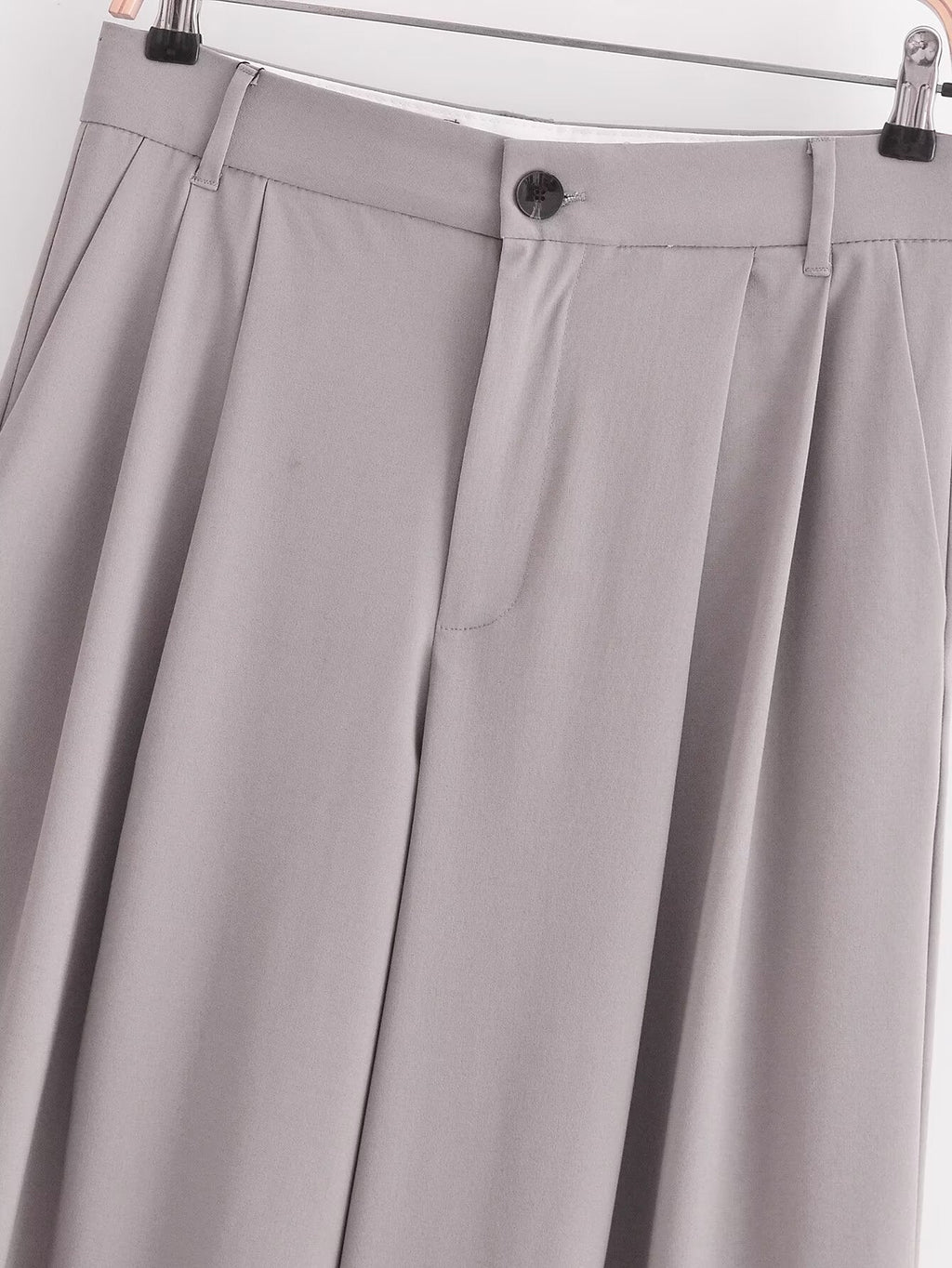 Women's loose double pleated casual pants