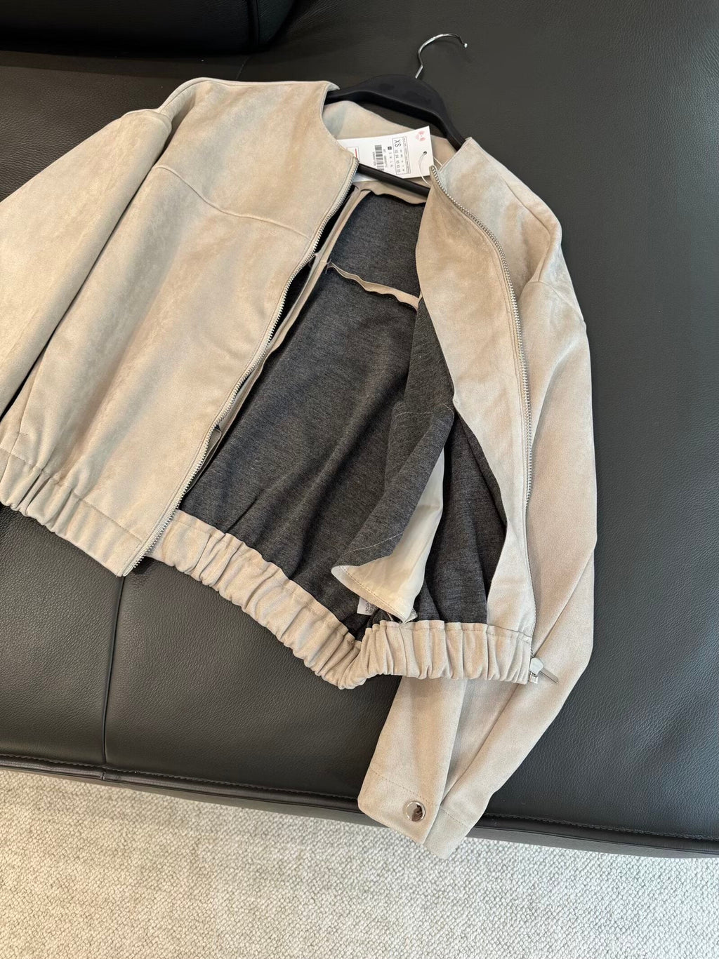 Women's new fashion anti suede effect O Neck zipper jacket Coat