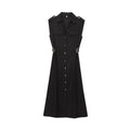 Women's shirt style linen blended MIDI dress