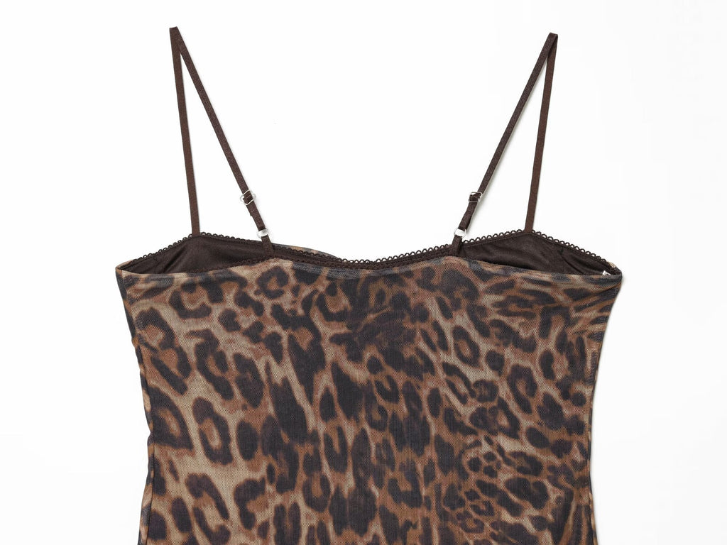 Women's animal print tight corset style tulle dress