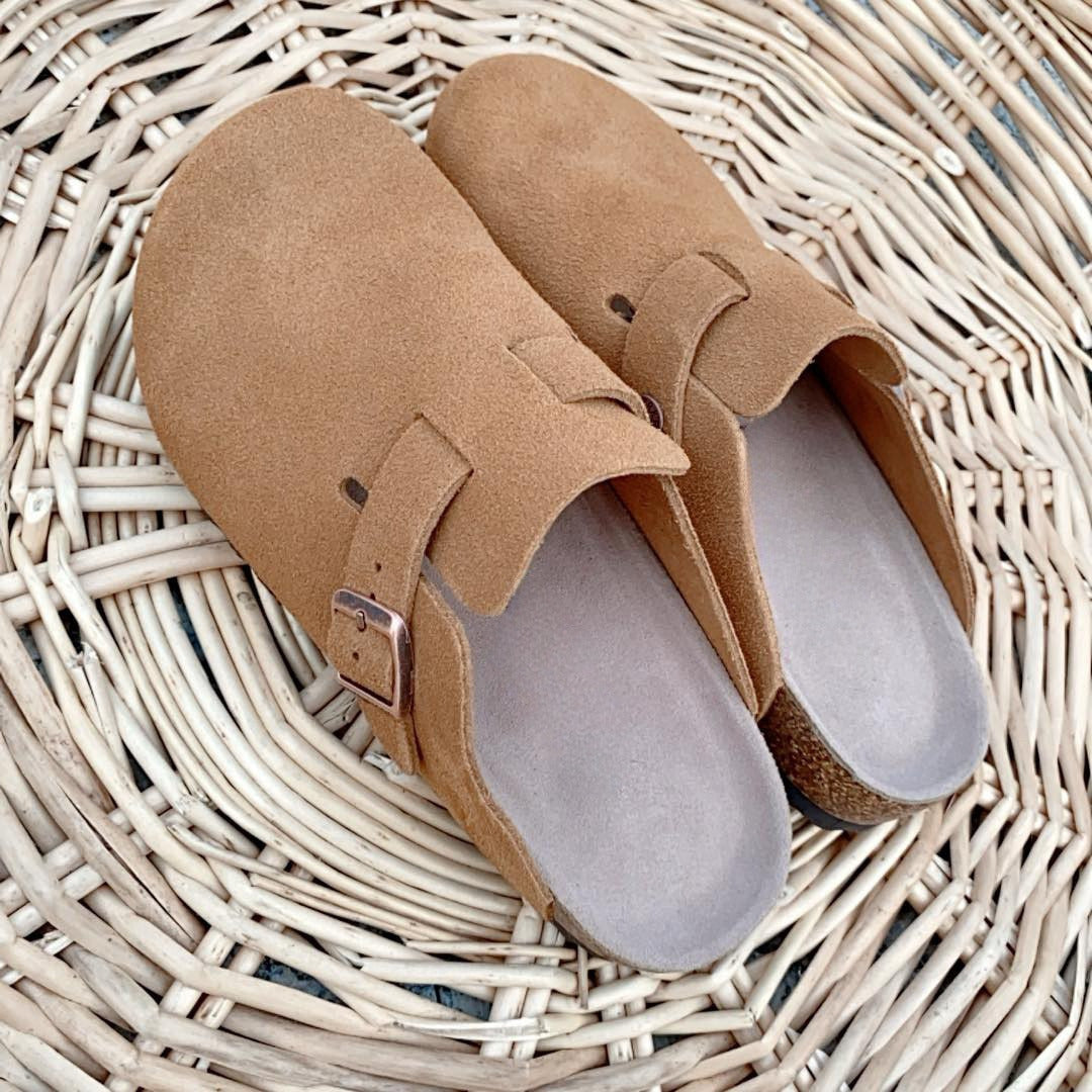 Men's and women's half-trailer vintage cork platform sandals and slippers.