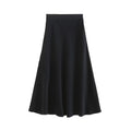 Women's new fashion slim draped satin ribbed waist midi skirt