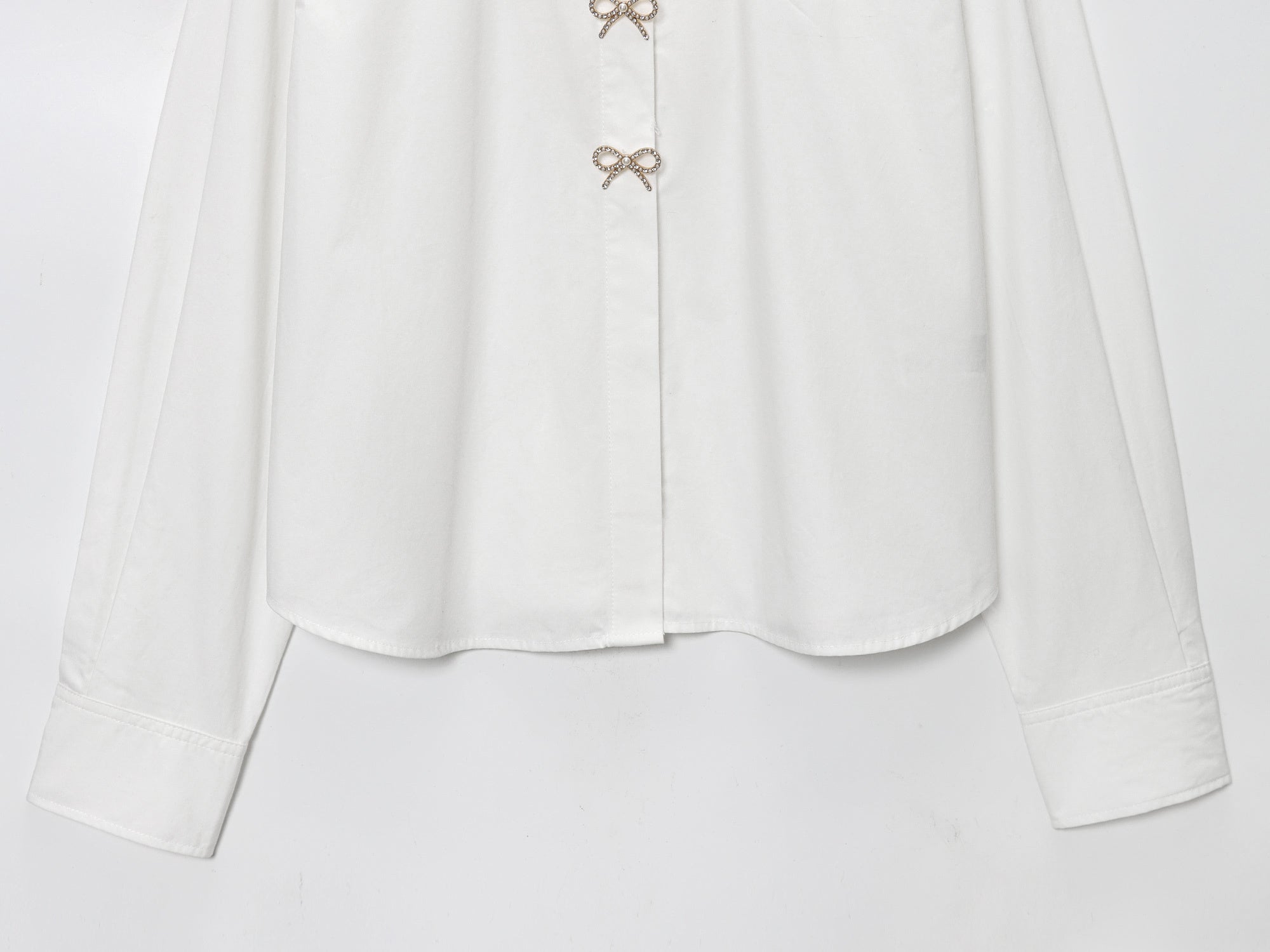 Women's jewelry button decoration poplin shirt