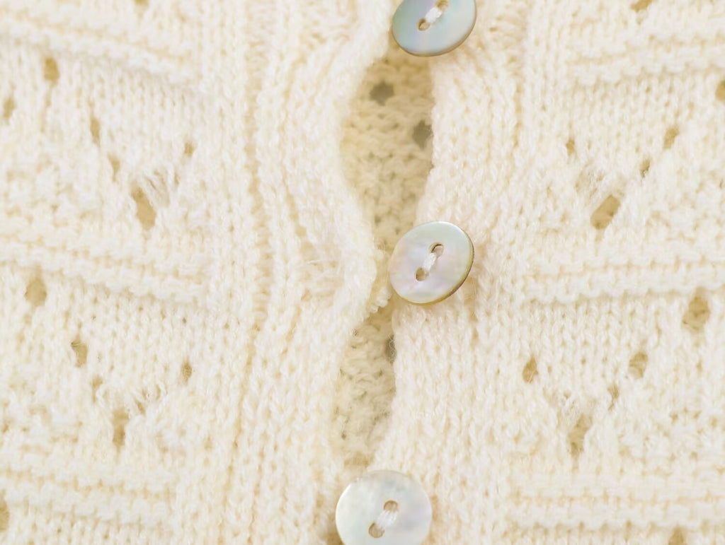 Women's round neck hollow knitted Coat