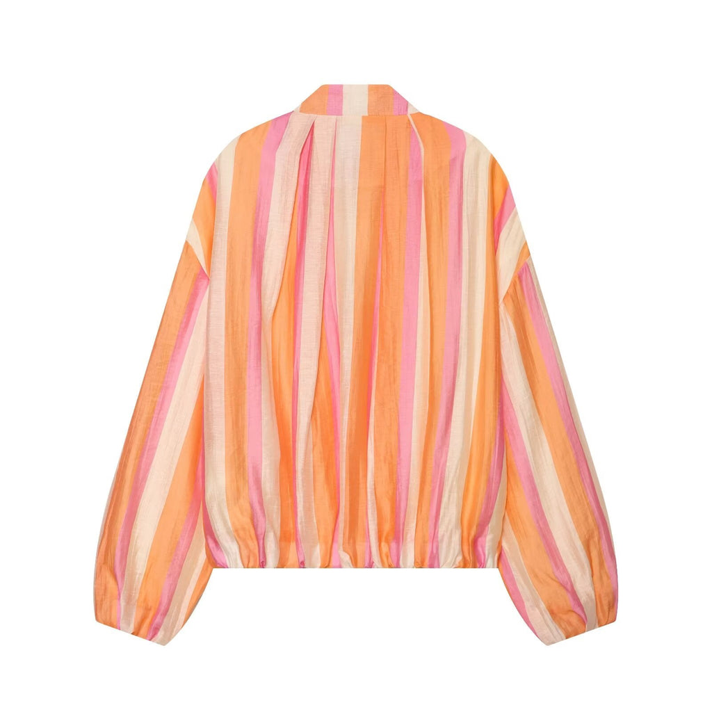 Women's standing collar striped pilot jacket Coat