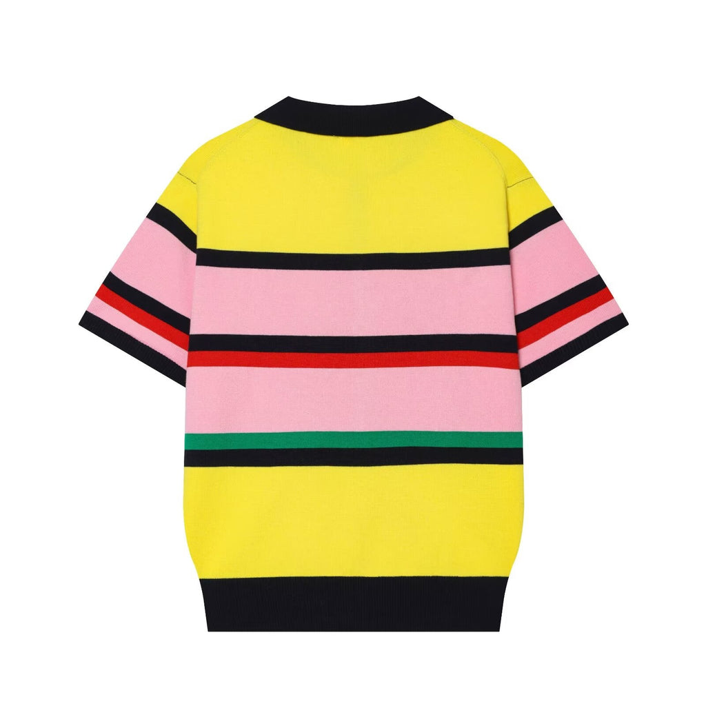 Women's comfortable striped knitted polo shirt