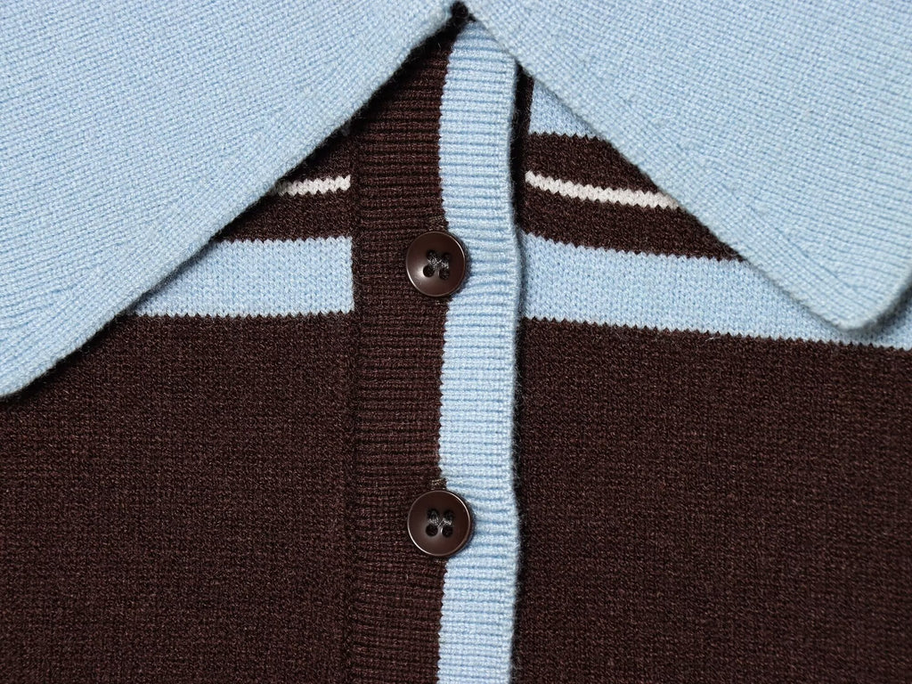 Women's comfortable striped knitted polo shirt