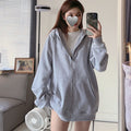 New casual all-match hooded sweatshirt jacket + straight pants