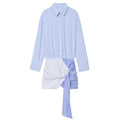 Women's knot decoration striped shirt style dress