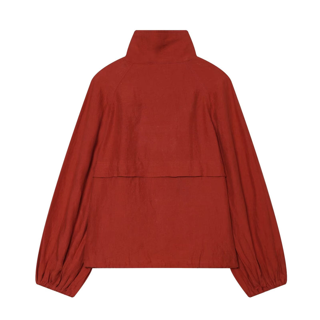 Women's linen blend long sleeved pilot jacket Coat