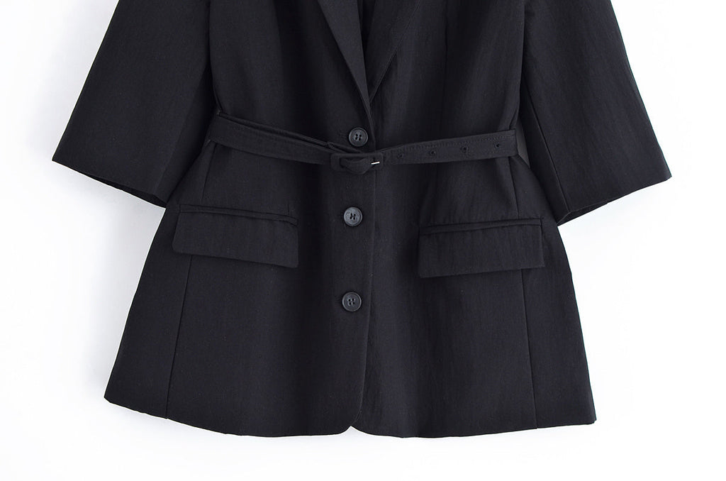 suit Women's 2 pieces five quarter sleeve lace up  Blazer Coat+shorts