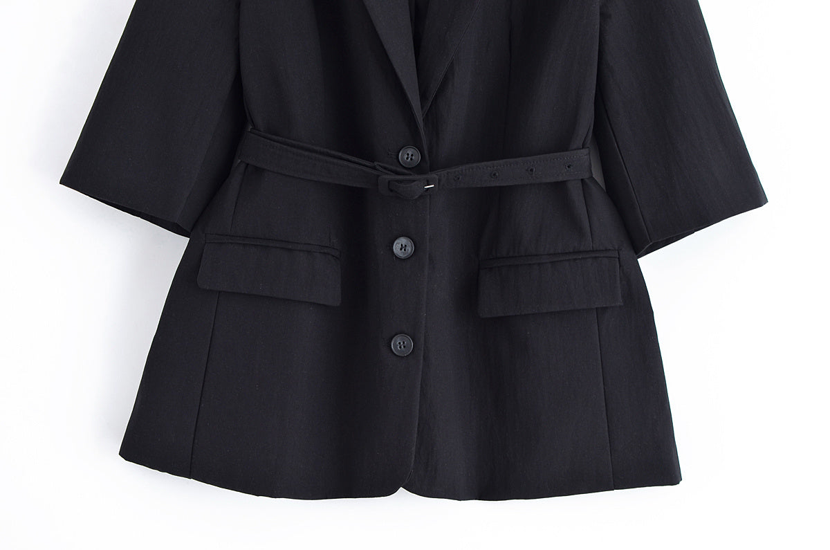 suit Women's 2 pieces five quarter sleeve lace up  Blazer Coat+shorts