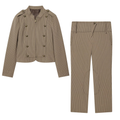 suit Women's 2 pieces slim striped Blazer Coat +Pants