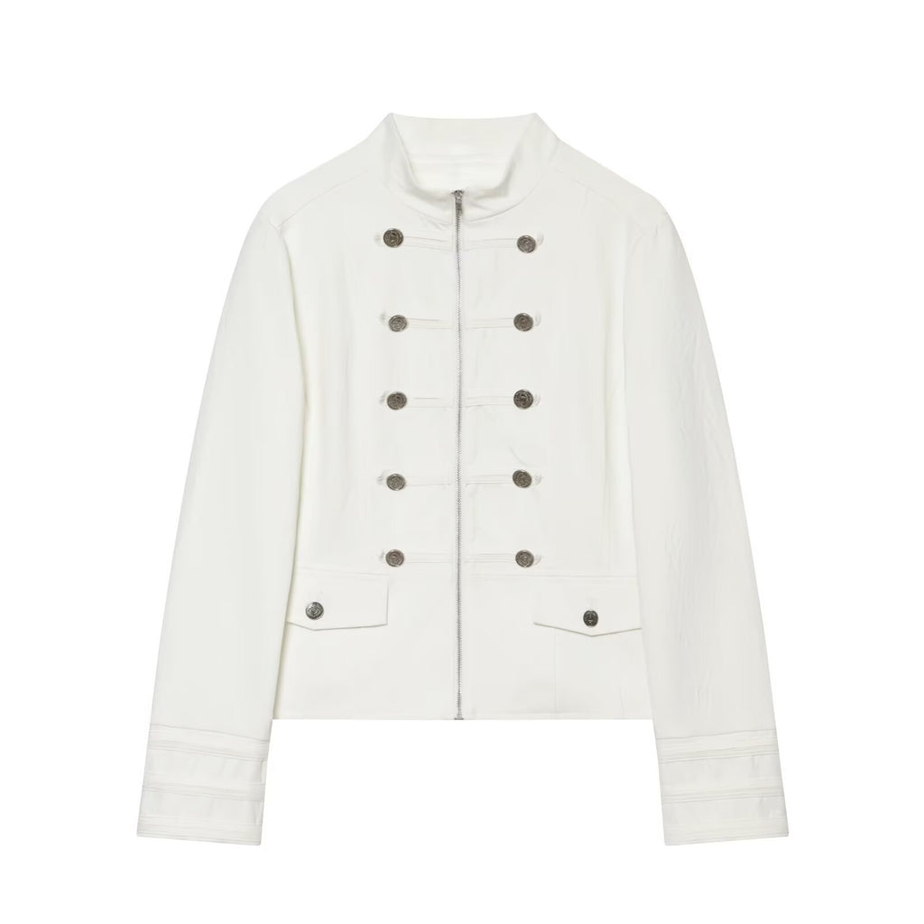 Women's standing collar breasted decorative Blazer Coat