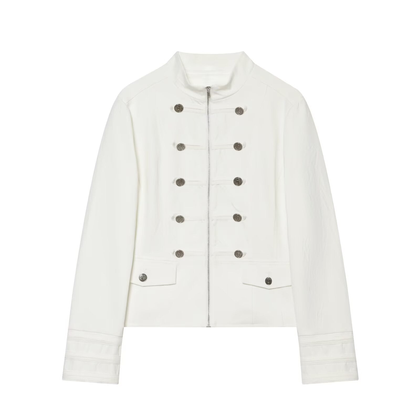Women's standing collar breasted decorative Blazer Coat