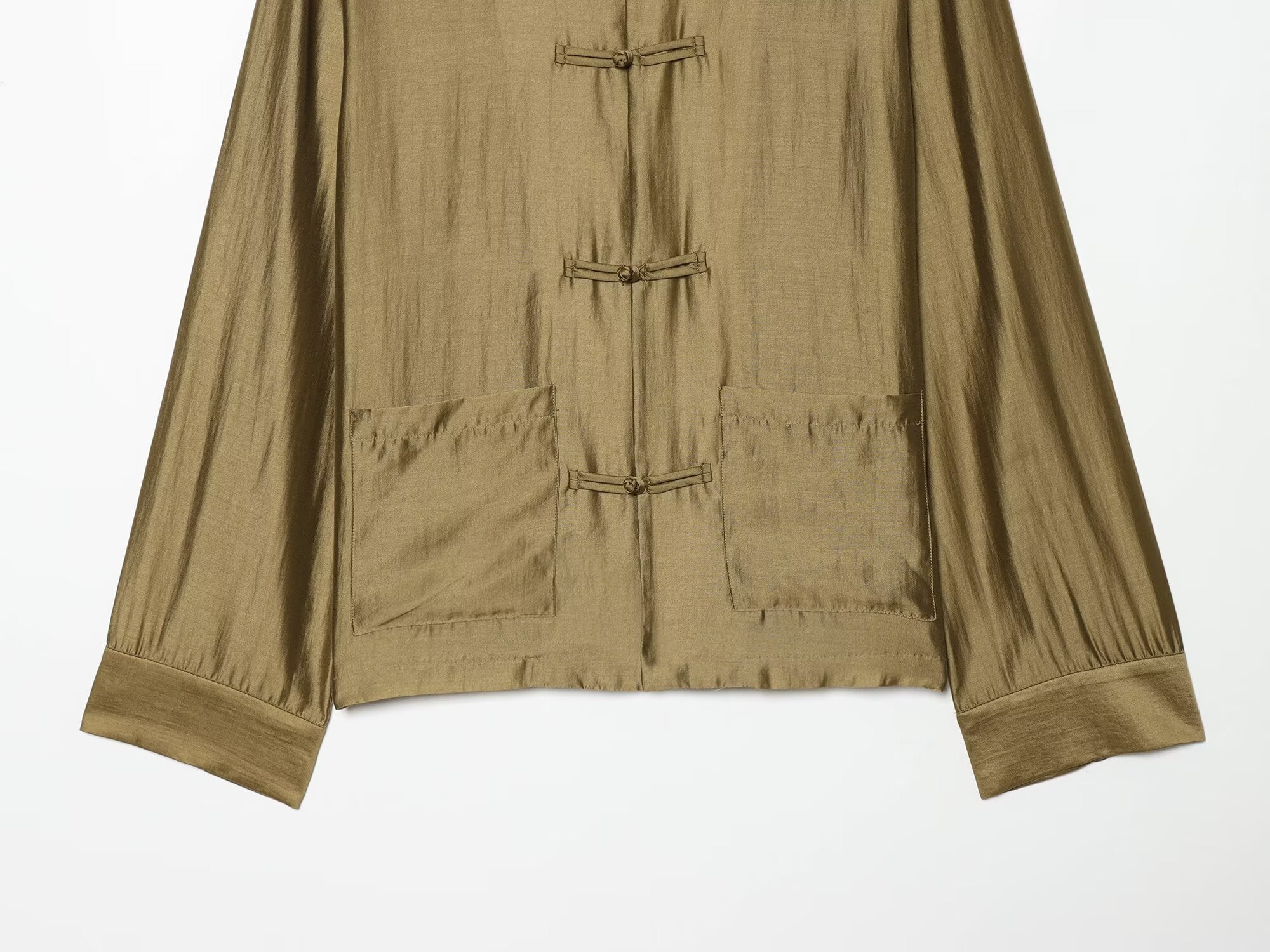 Women's rope knot decoration casual satin shirt