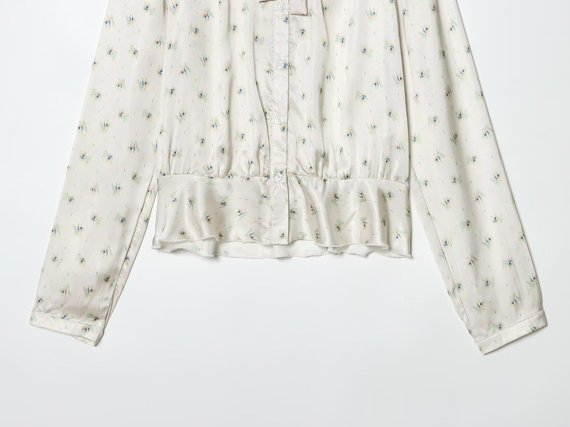 Women's bow decoration printed shirt