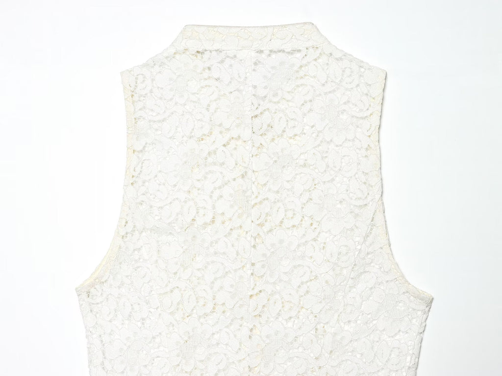 Women's rope knot decorative embossed lace top