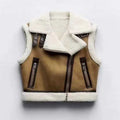 Women's new casual fur zipper short vest