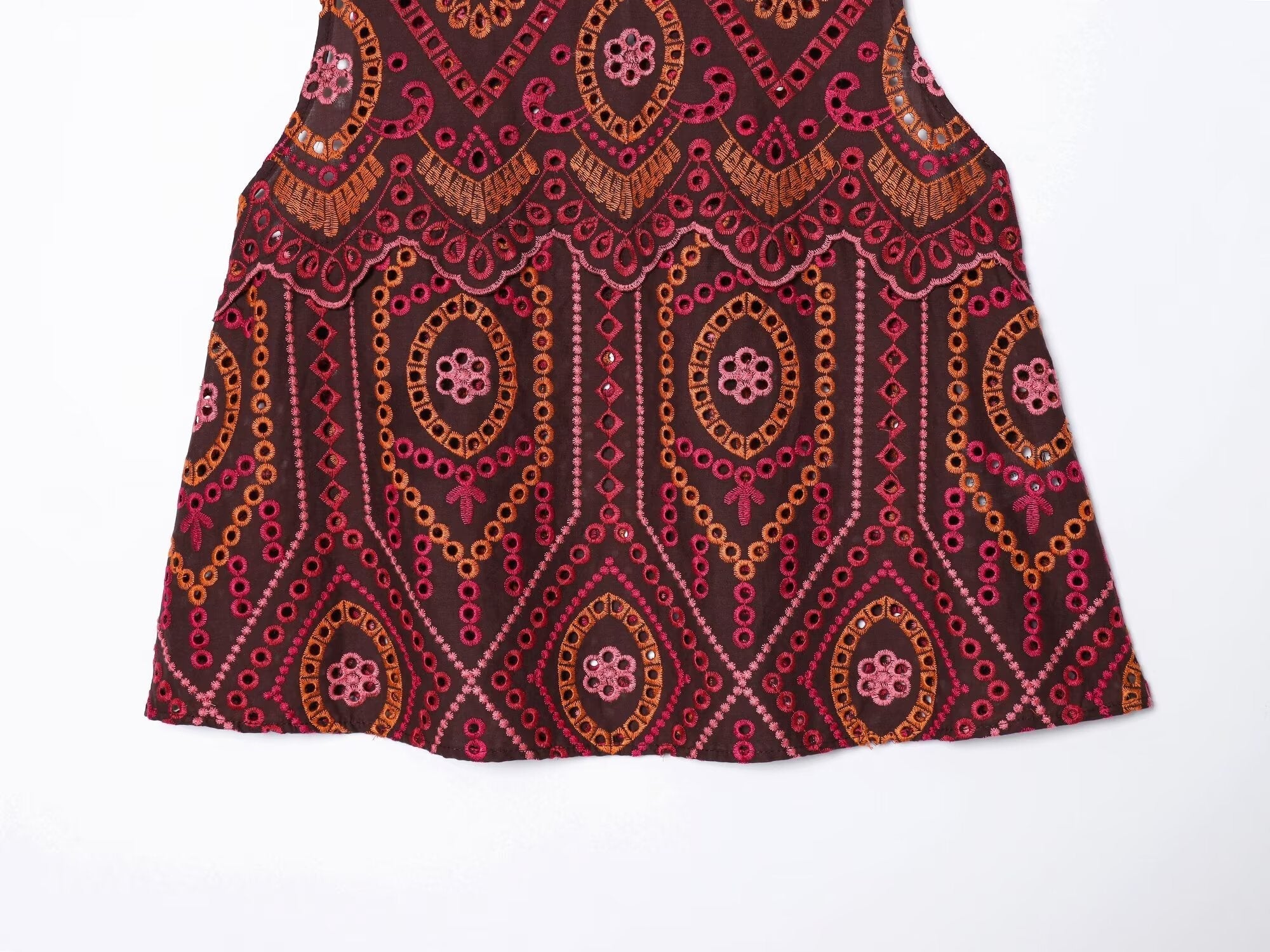 suit Women's 2 pieces hollowed out embroidered O-Neck top+Skirts