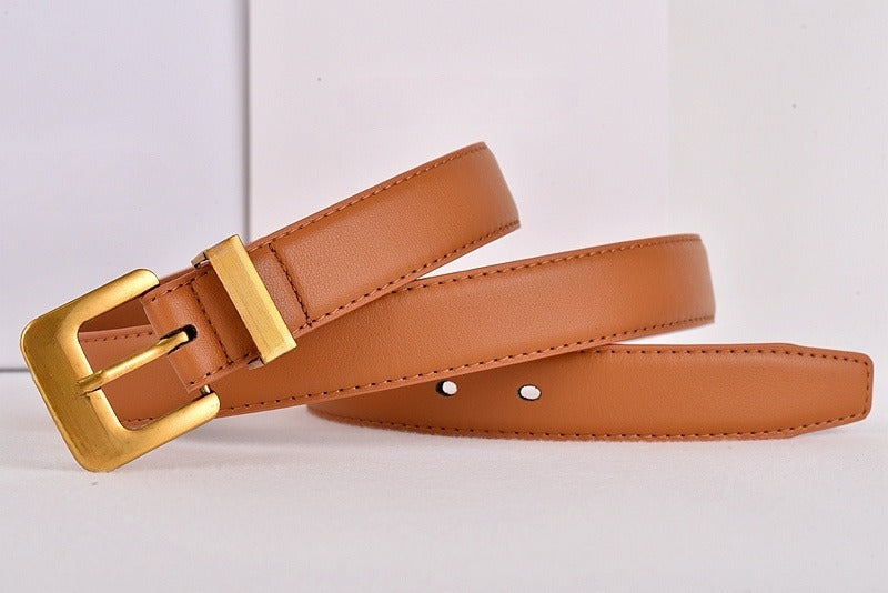 Women's New Fashion Joker Pin Buckle Hollow Letter Design Belt Belt With a box
